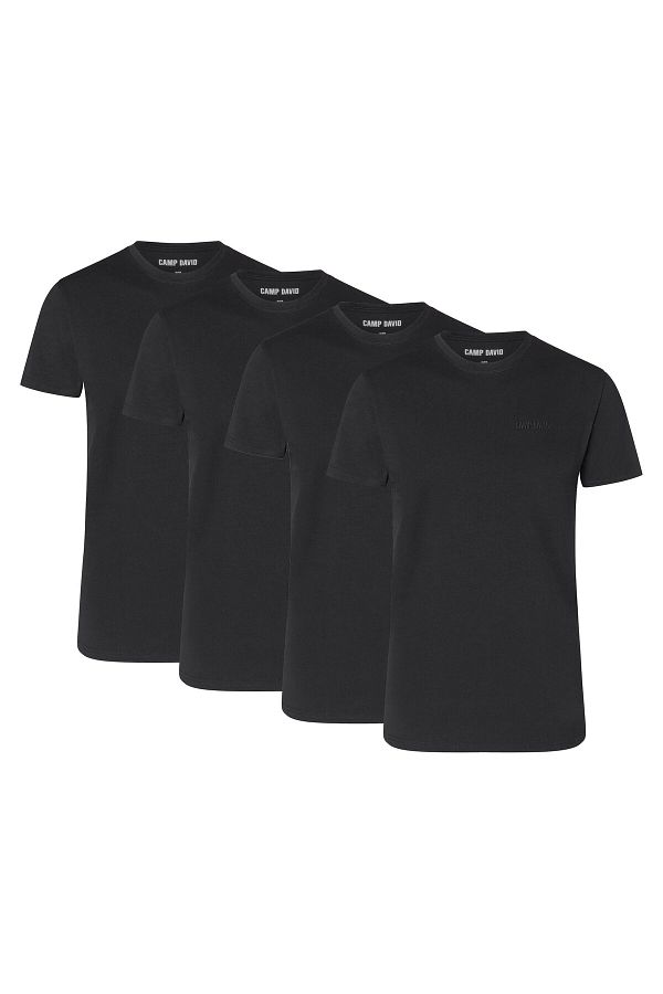 Camp David-Herren T-Shirts, 4er Pack - Rundhals-T-Shirt 4P, Logo, Baumwoll-Stretch 1