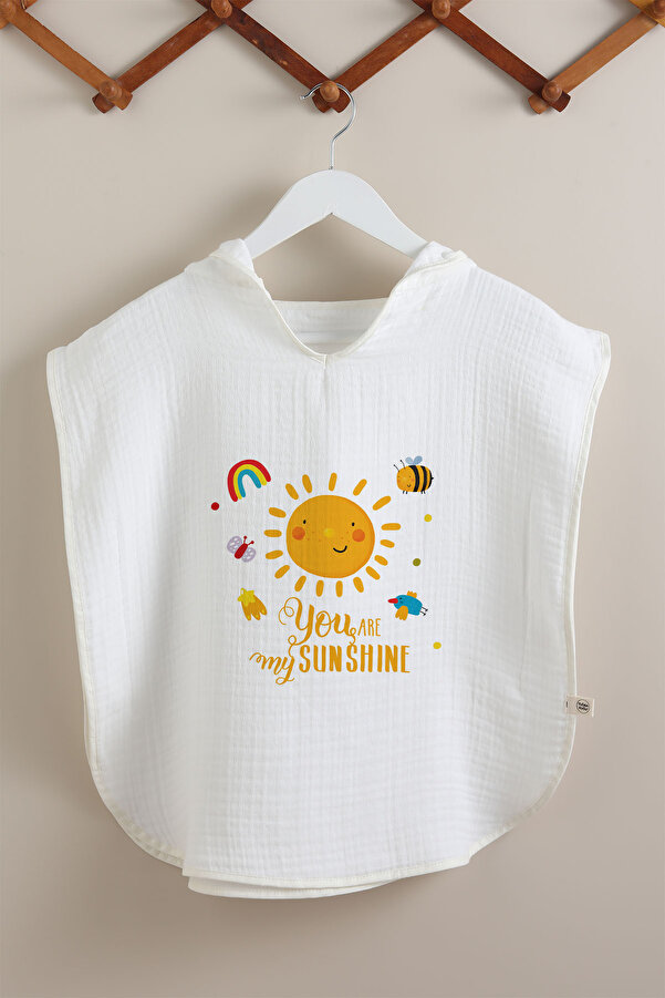 Tuğba Kuğu 4 Kat Müslin Panço - For Baby Serisi - Gülen Pastel Güneş