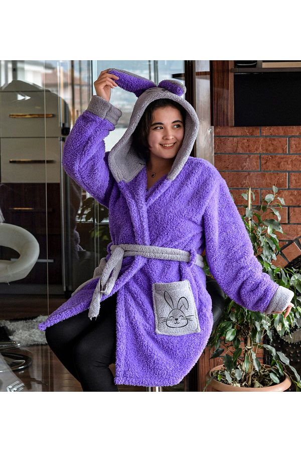 Pandamkee-Paptex Hooded Unisex Wellsoft βελούδινη ρόμπα, μπουρνούζι 1