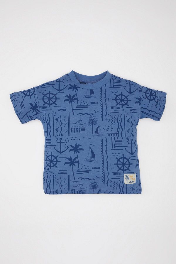 DeFacto-Baby Boy Palm Pattern Short Sleeve T-shirt C9368A524SM 1