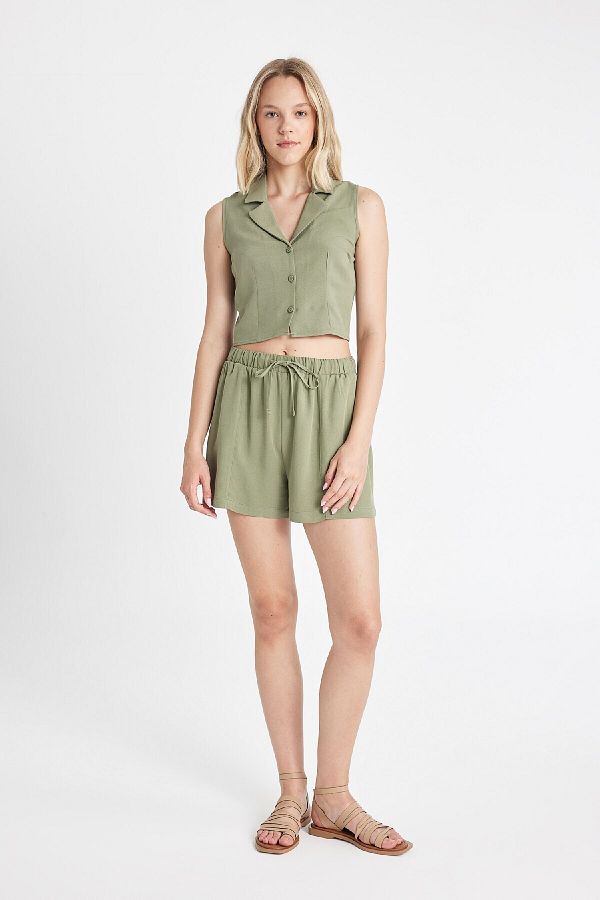 DeFacto-Linen Blended Regular Fit Shorts - D0967AX24HS 1