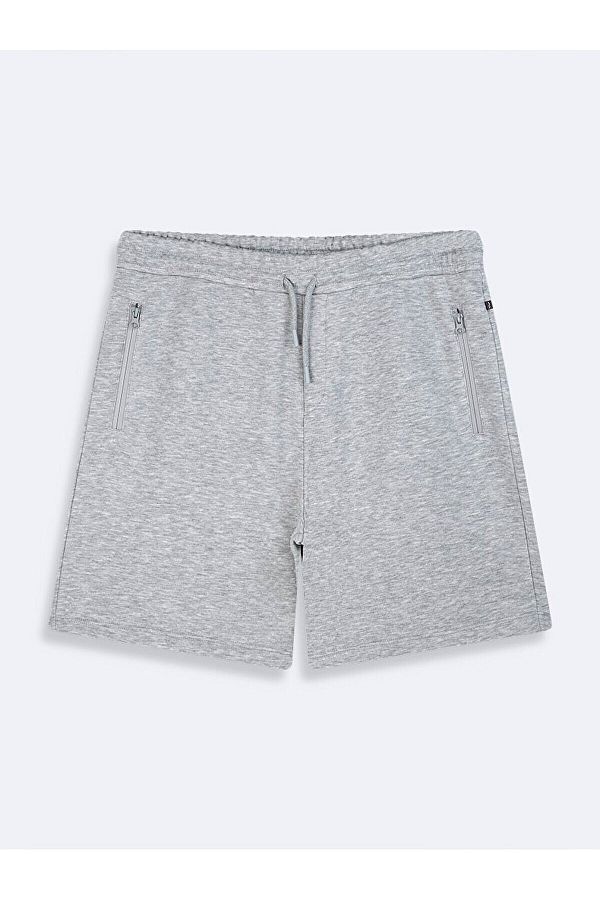 Ltb-Basic Regular Zippered Gray Shorts 1