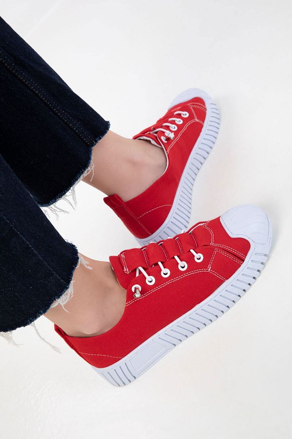SOHO-20498 Damen-Sneaker aus rotem Leinen 1