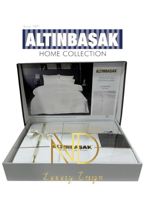 Altınbaşak-Set cuvertură dublă din satin jacquard Diamond Puce 1