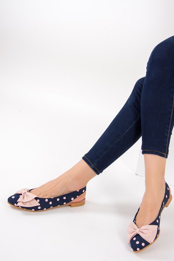 Fox Shoes-Námořnická modrá Puntíkované/pudrové dámské baleríny D 726774404 1