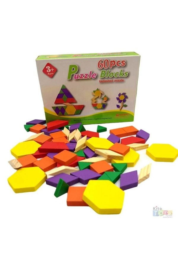 MİNİCOBABYY-60 Piece Puzzle Tangram Game (Shapes with Box) 1