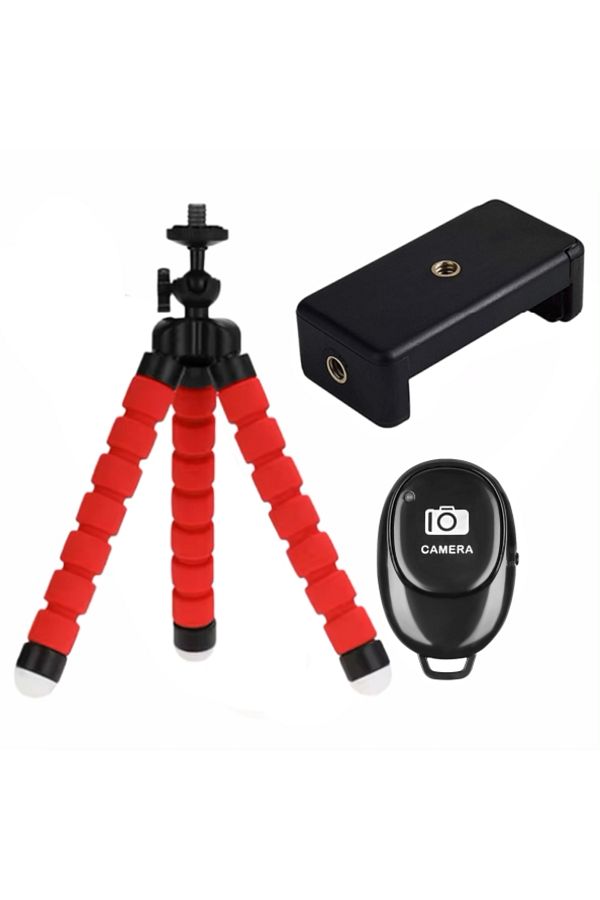 Choice-Red With Remote Flexible Cell Phone Tripod Mini Cell Phone Tripod With Cell Phone Holder Regular 1/4 1
