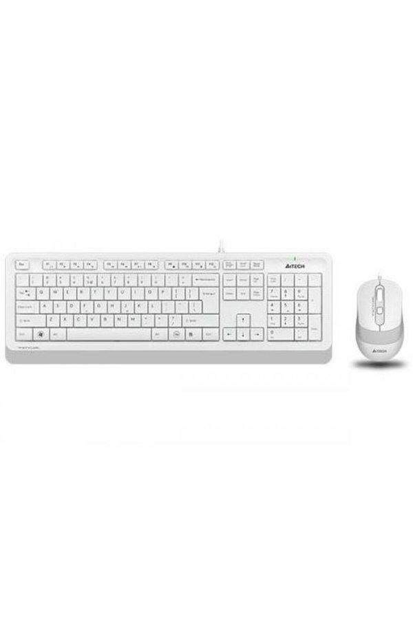 A4 Tech-F1010 Usb Q Trk Optic Mouse Beyaz/gri Standart Klavye - Mouse Set 1
