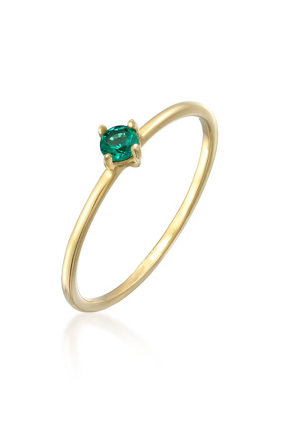 ELLI-Ring Damen Solitär Basic mit synth. Smaragd in 375 Gelbgold 1