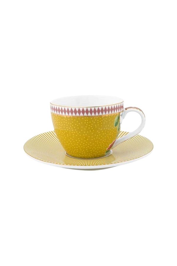 Pip Studio-Cappuccino cup with saucer, La Majorelle collection, Yellow, 280 ml, Pip Studio 1