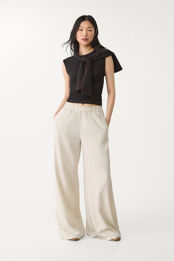 Stradivarius-Flowing linen blend palazzo trousers 1