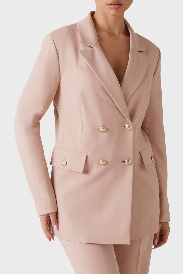 Guess-New Fiona Regular Fit Mono Collar Double Breasted Blazer Jacket W5Rn49Wgx02 Jacket W5Rn49 Wgx02 F6K9 1