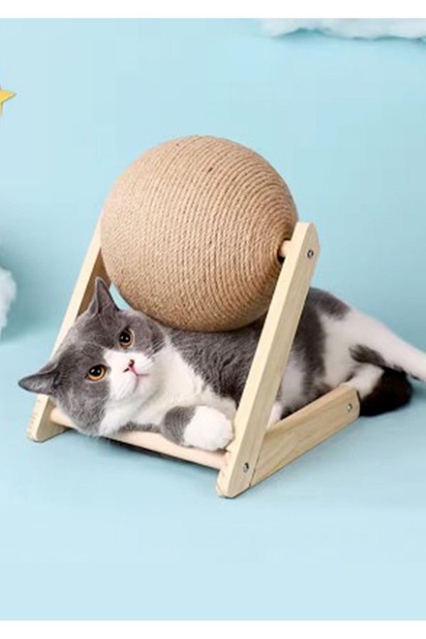 Stilize-Cat Scratch Ball Wear-Resistant and Non-Through Solid Wood Vertical Cat Toy Scratch Ball 1