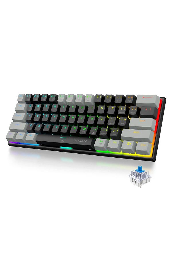 e-yooso-Z-11 61 Keys Mechanical Gaming Keyboard,Blue Switch 60% Wired Compact Keyboard 1