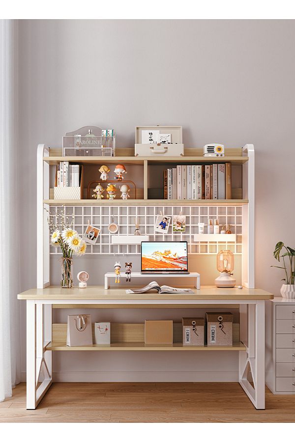 sharpdo-Simple Desktop Computer Table, Desk And Bookshelf, Suitable for Study/Office/Storage 1