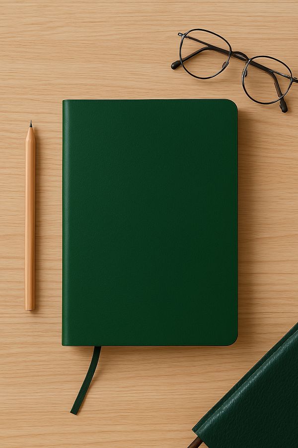 Fark Tanıtım-Unlined Notebook, Unlined Notebook with Green Thermo Leather Cover, 128 Sheets, A5 Notebook 1