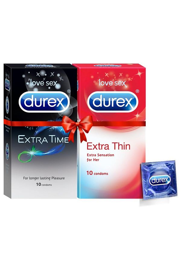 Durex-Pleasure Packs (Condoms - 10 Count (Extra Thin) & 10 Count (Extra Time) 1