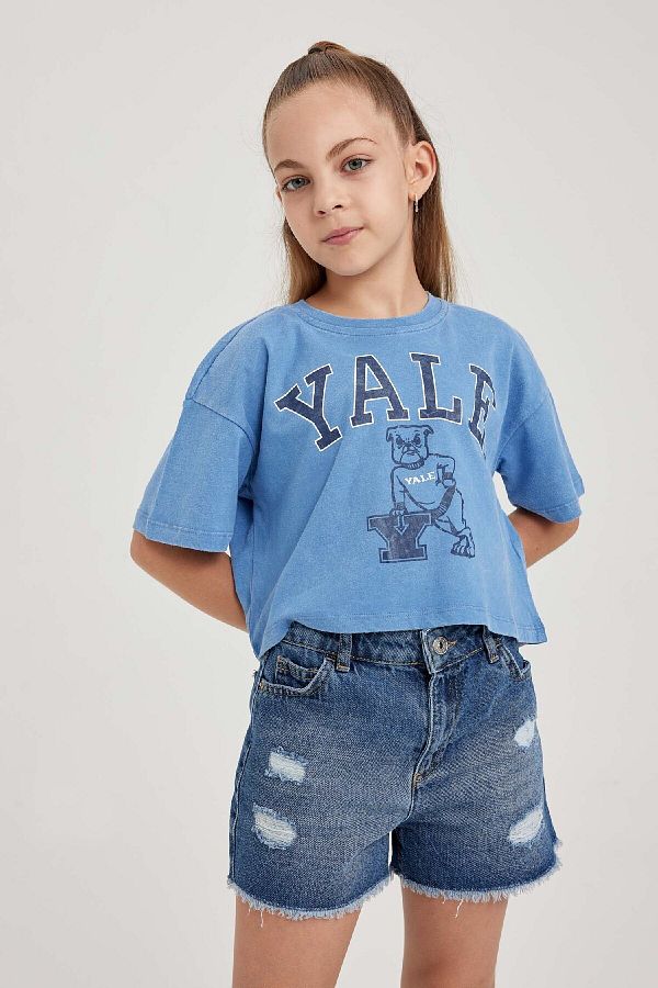 DeFacto-Yale University Girl's Crew Neck Relax Fit T-Shirt A5236a823hs 1
