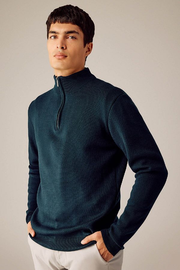DeFacto-Basic-Strickpullover mit Stehkragen und Reißverschluss – Standard Fit A5184ax23wn 1
