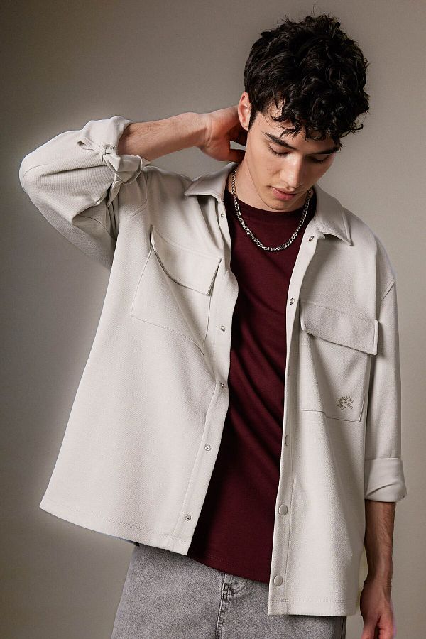 DeFacto-Relax Fit Long Sleeve Shirt with Snap Closure B4815Ax24Sp 1