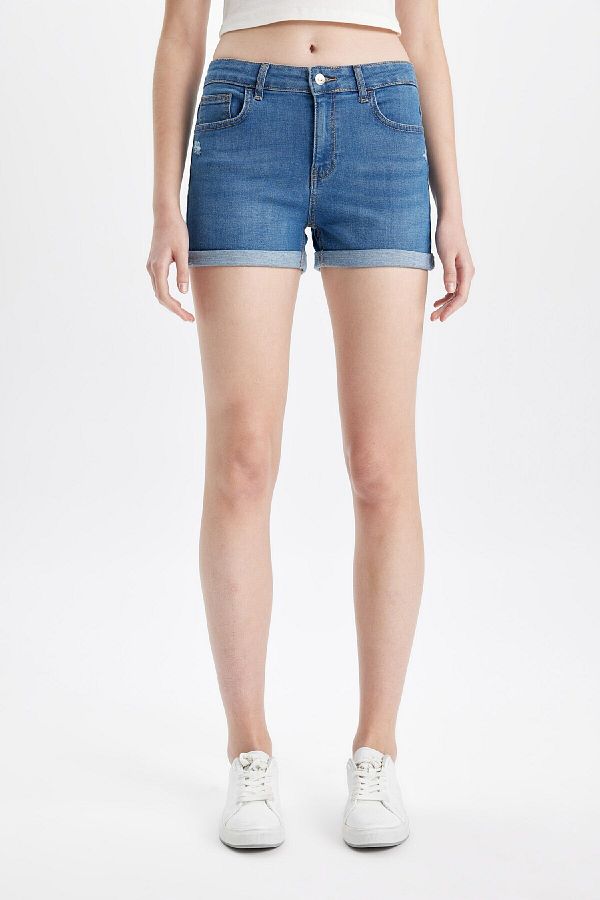 DeFacto-High Waist Umgeschlagenes Bein - Jeans Shorts B9195AX24SM 1