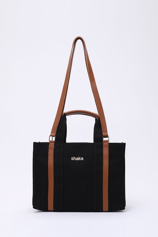 SHAKA-Black Shk170 Canvas, Single Compartment, Inner Pocket, Lined, Hand, Arm and Shoulder Bag with Femuar 1