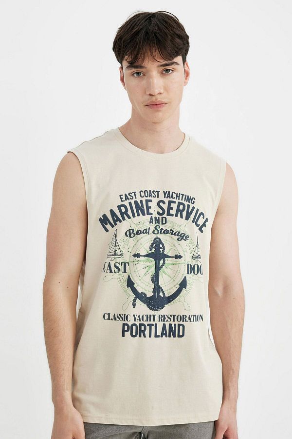 DeFacto-Regular Fit Crew Neck Printed Undershirt C5045Ax24Hs 1