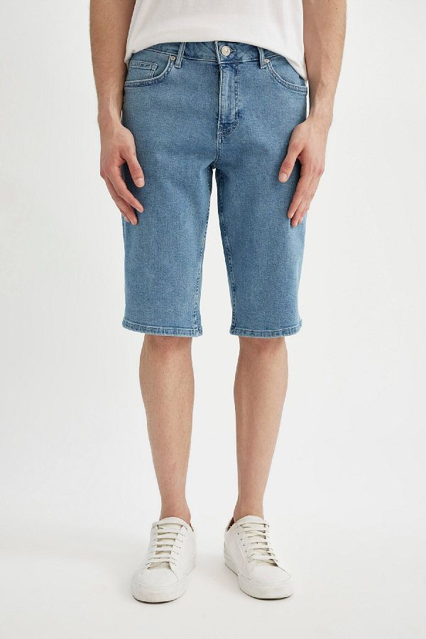 DeFacto-Regular Fit Jean Bermuda Shorts A4805Ax24Sm 1
