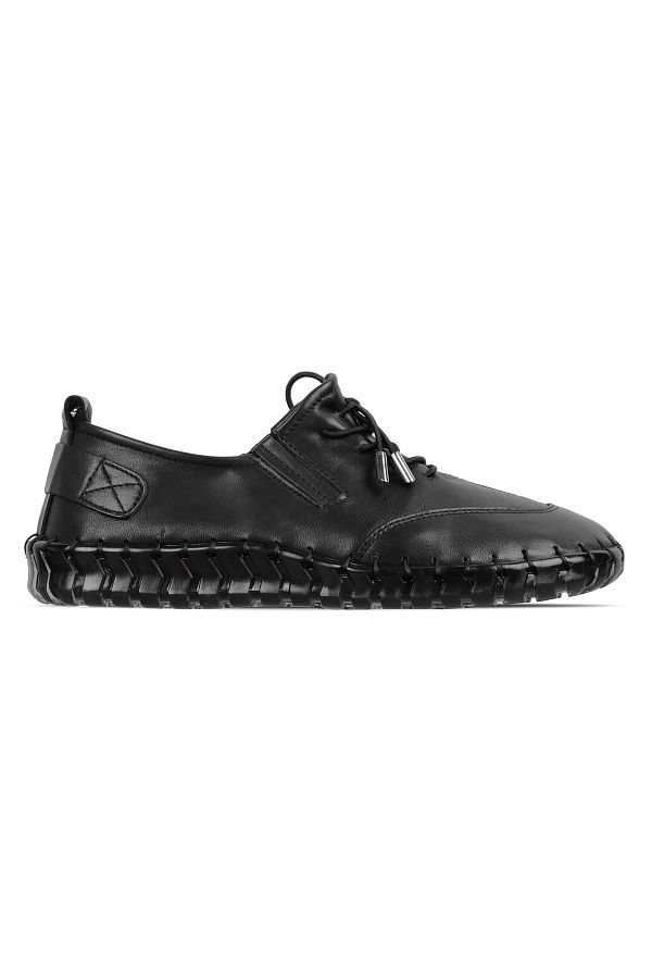 Lal Shoes & Bags-Oyste Pantofi de damă din piele naturală, cauciuc, cu șireturi, cu talpă transparentă, negru 1