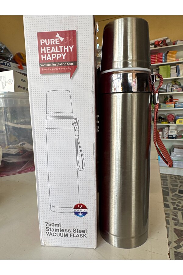 Pure healthy happy vacum izolasyonlu bardaklı paslanmaz Çelik termos