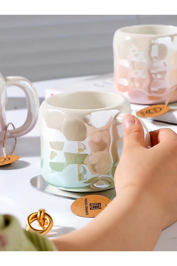 MUKKO HOME-400 ml Elegant Glossy Porcelain Mug Pearlescent Stylish Design, Daily Use and Special Gift Option 1