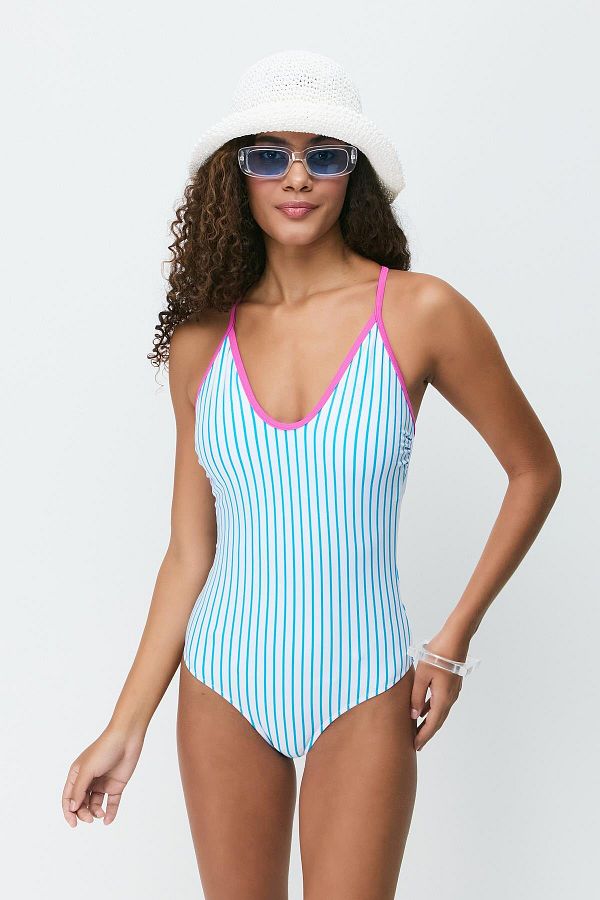 C&City-Costum de baie cu bretele cu gât în ​​U 7782 Albastru 1