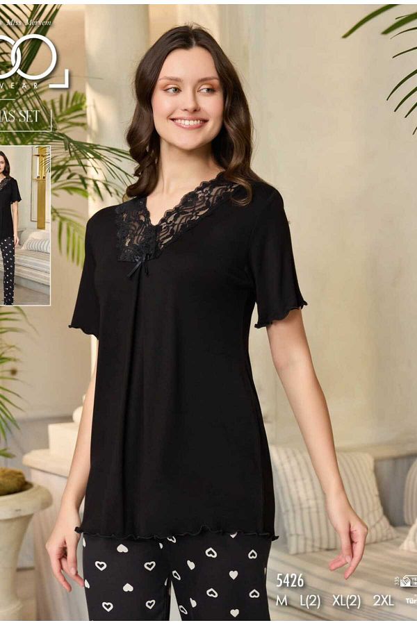 Azra-Set pijamale pentru femei Black Heart 1