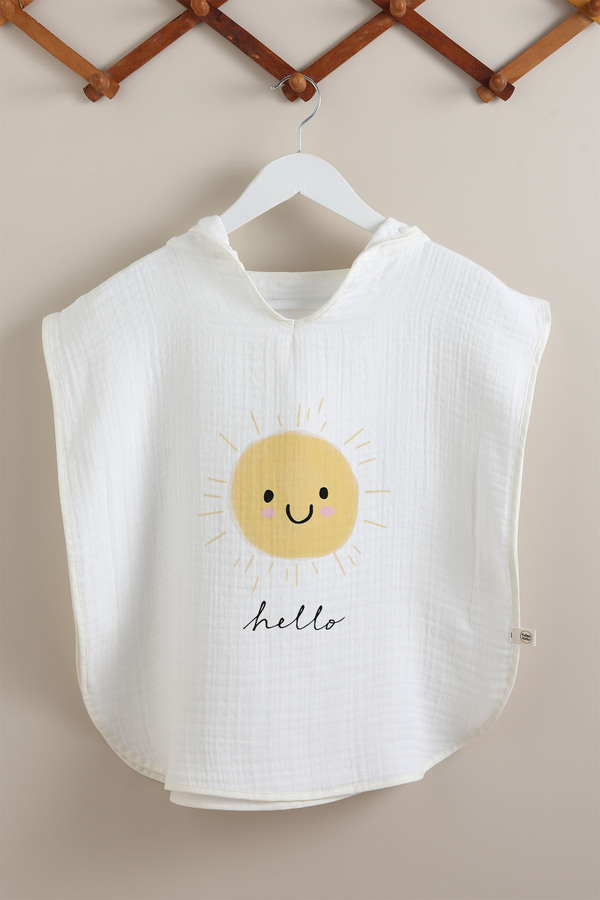 Tuğba Kuğu 4 Kat Müslin Panço - Pure Baby Serisi - Gülen Soft Güneş