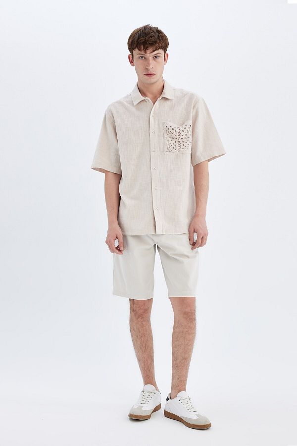 DeFacto-100 % Baumwolle, reguläre Passform, gerader Bein, Gabardine-Bermudashorts C5397AX24SM 1