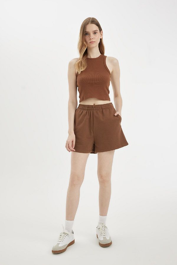 DeFacto-Regular Fit Elastic Waist Basic Straight Shorts Z5071Az24Sm 1