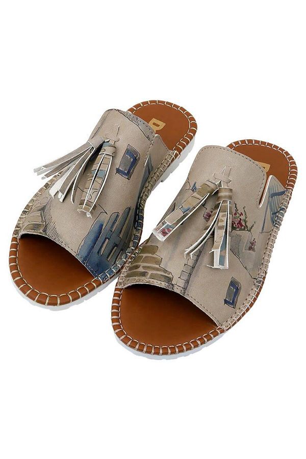 Dogo-Women's Vegan Leather Multicolor Slippers - Paperflowers Design 1