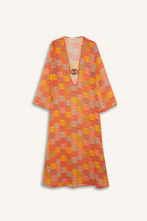 DeFacto-DeFacto x Declara Print Maxi-Strandkleid aus Tüll - Langarm C5789AX24HS 1