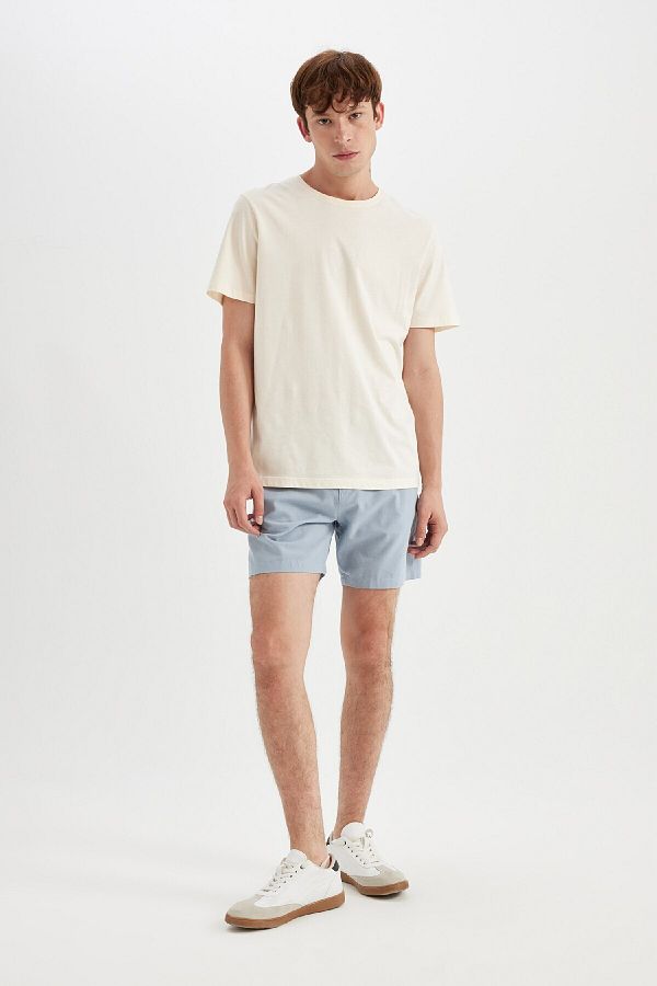 DeFacto-Regular Fit Summer Linen Bermuda Shorts A2667Ax24Sm 1
