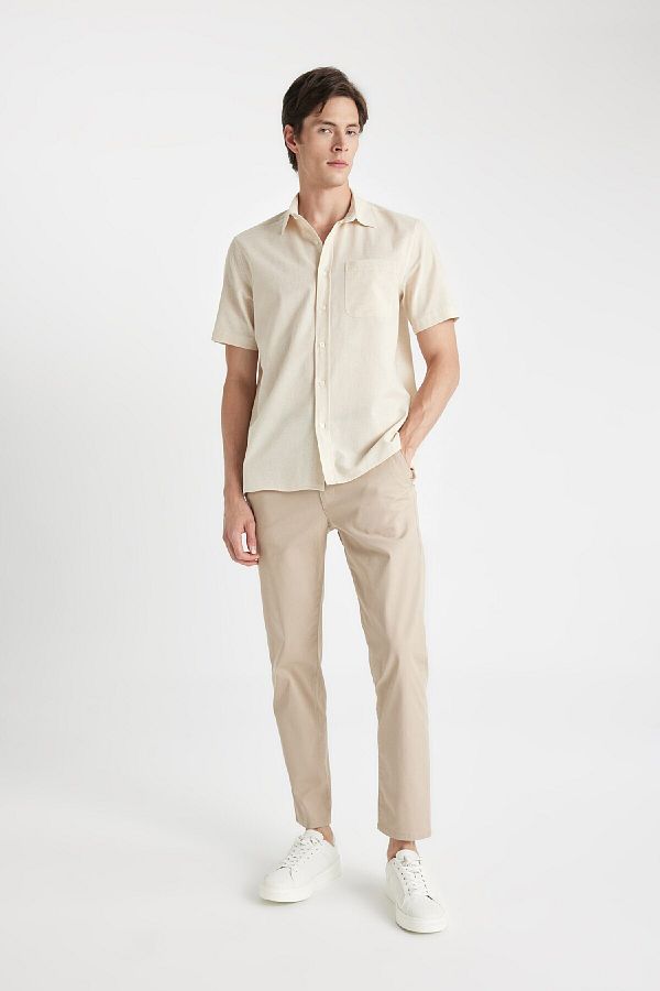 DeFacto-Regular Fit Regular Cut Summer Twill Chino Canvas Trousers with Pockets Straight Leg D1779Ax24Sp 1