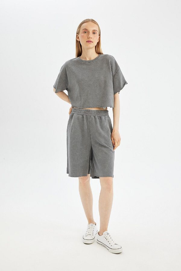 DeFacto-Cool Thick Fabric Basic απλό σορτς D1177ax24sm 1