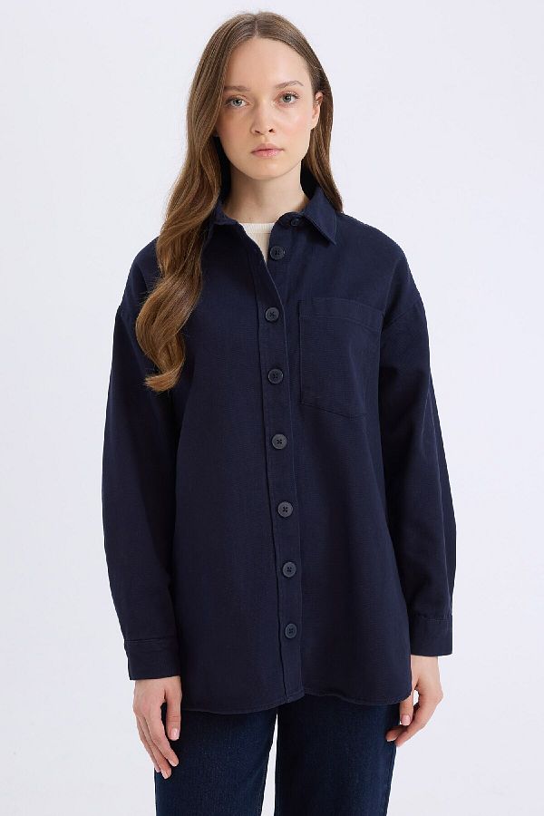 DeFacto-Relax Fit Basic Sima Gabardine hosszú ujjú ing tunika A6474AX24WN 1
