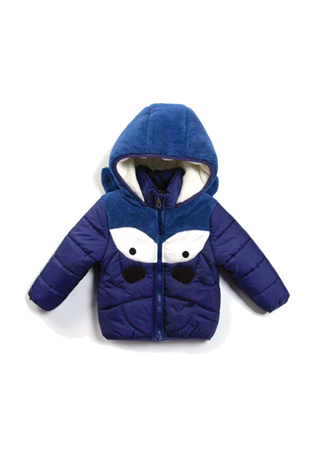 MDM Yeni Trend Sevimli Dinazor Figürlü Welsoft Kulaklı Kapüşonlu Kışlık Içi Peluş Erkek Bebek Mont Şişme