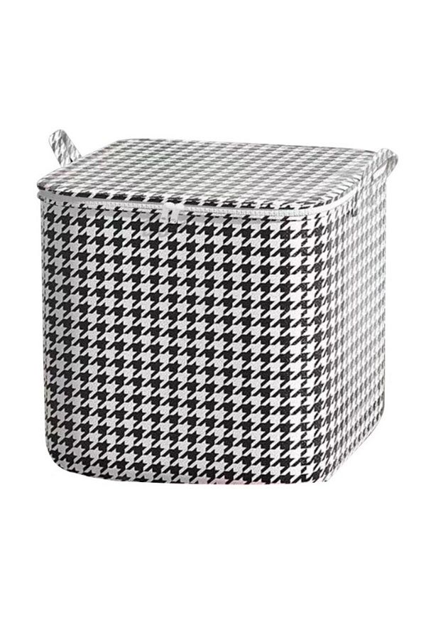 Flippy-Flippy Foldable Storage Box with Zipper and Handle, 80L, Black and White Checkered 1