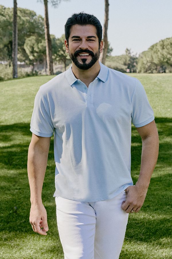 AC&Co / Altınyıldız Classics-Men's Shrink-Resistant Cotton Fabric Slim Fit Narrow Cut Light Blue Roll-Free Polo Collar T-Shirt 1