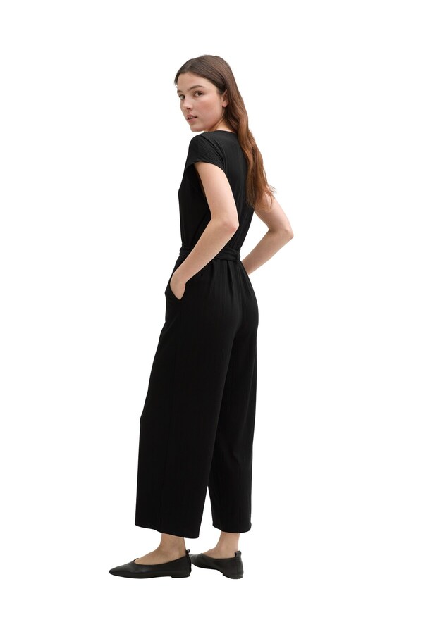 TOM TAILOR Damen Jumpsuit Mit Bindegürtel – Regular Fit, Aus Weicher Viskose, Nachhaltige BE PART Kollektion