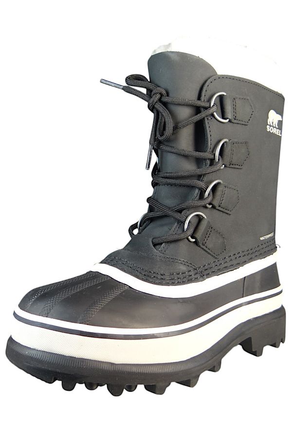 Sorel-Damen Stiefel Stiefel Winterschuhe Caribou WP 1003812 Schwarz 011 Black Stone Leder mit Sorel AeroT 1