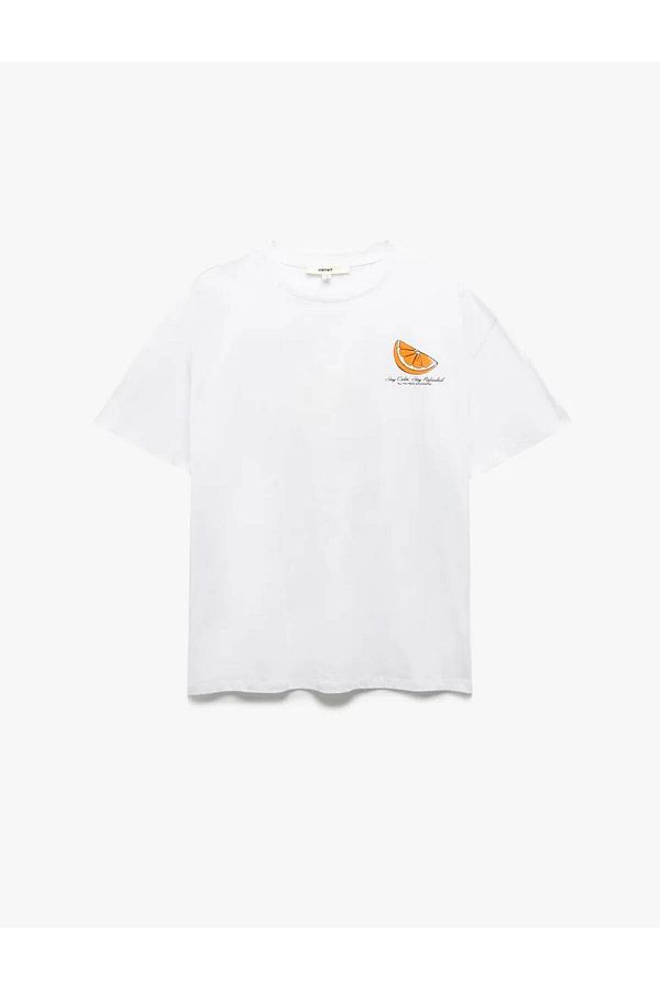 Koton-Γυναικείο μπλουζάκι Crew Neck Cotton Back Printed White 5SAK50125EK 1