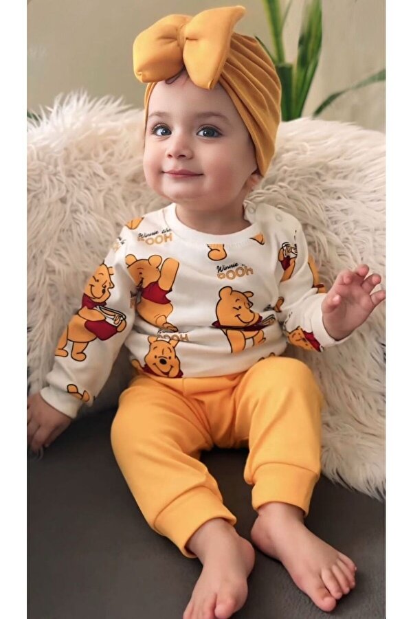 PEAR BABY Pooh Ayı Detaylı Bebek & Çocuk Alt Üst Çıtçıt Kapama Takım