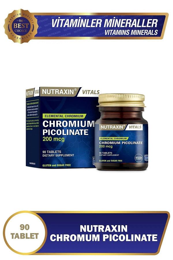 Nutraxin-Chromium Picolinate 200 Mcg - 90 Tablets Chrome Supplement Set of 4 1